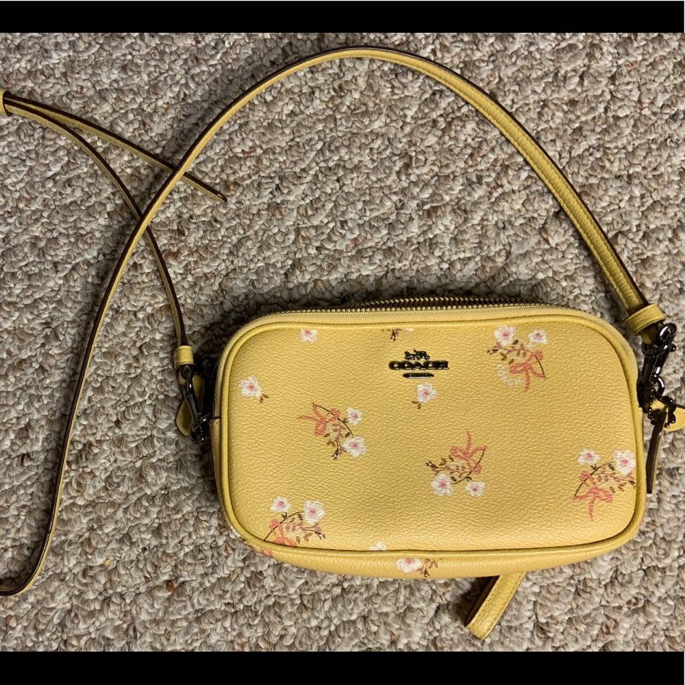 Coach Floral Bow Crossbody in sunflower yellow